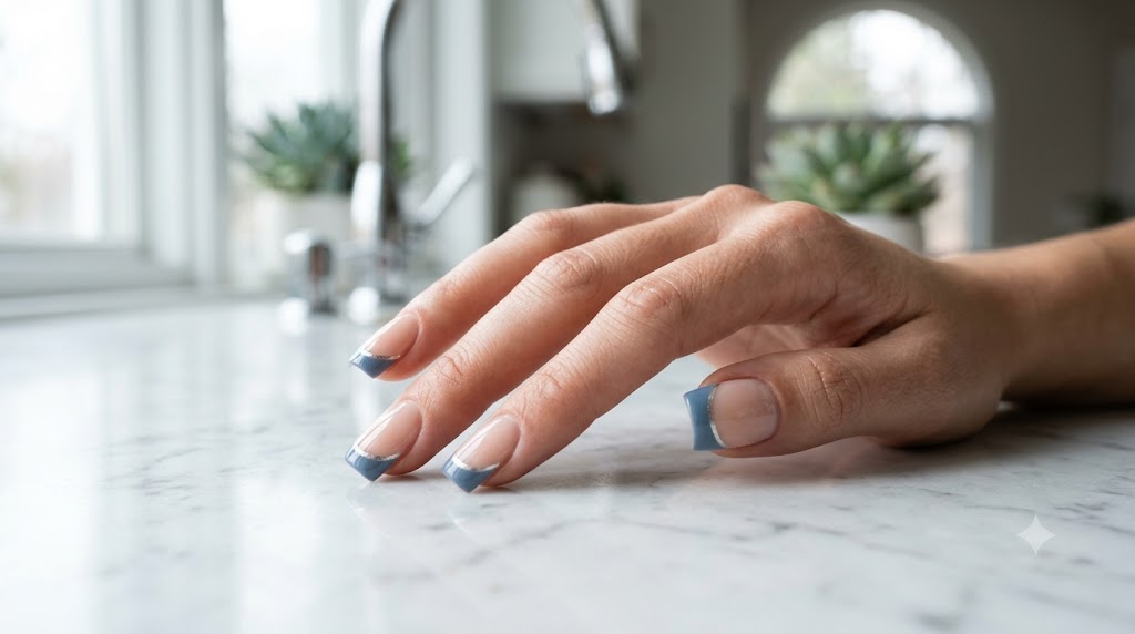 Slate Blue French Tips